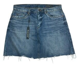 BLANK NYC | Women's Blue Medium Wash Cotton‎ Denim Mini Skirt Size 30 Distressed